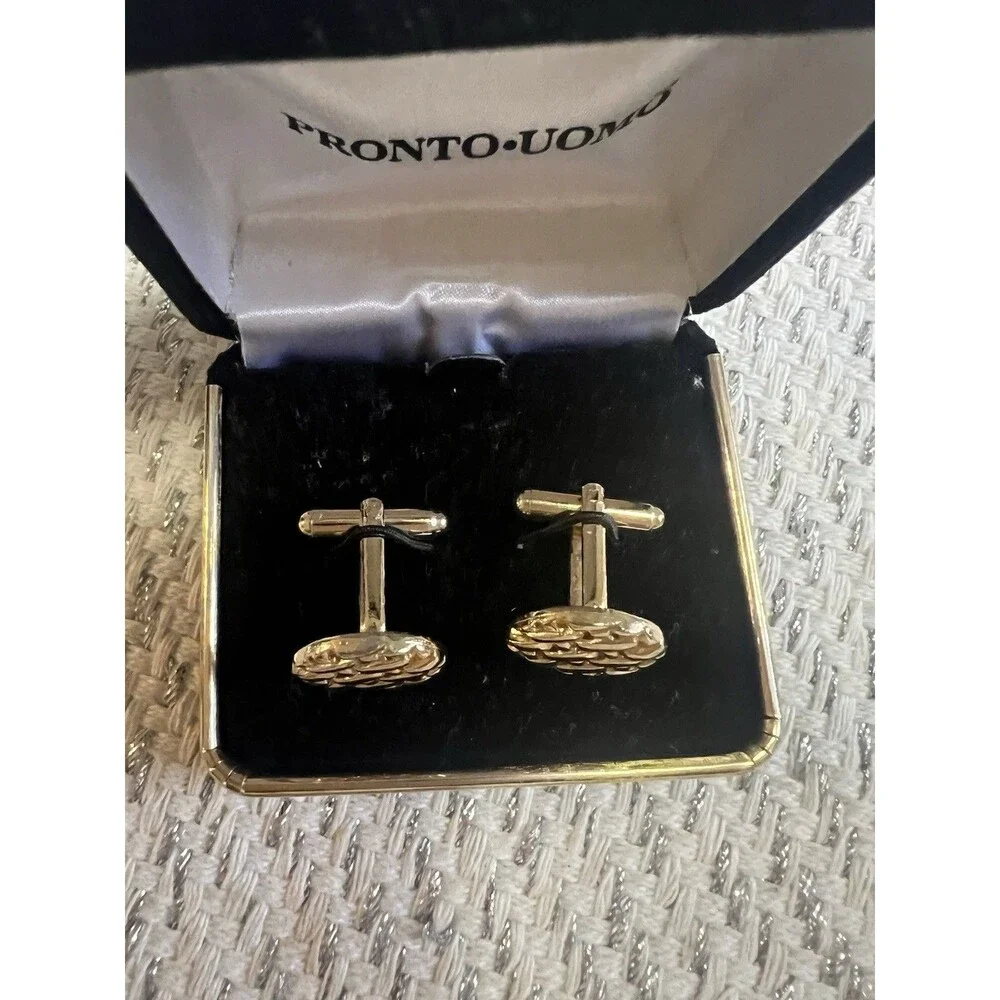 VTG Pronto Uomo Men’s Shirt Formal Cufflinks Lot Of 3 In Orig Case